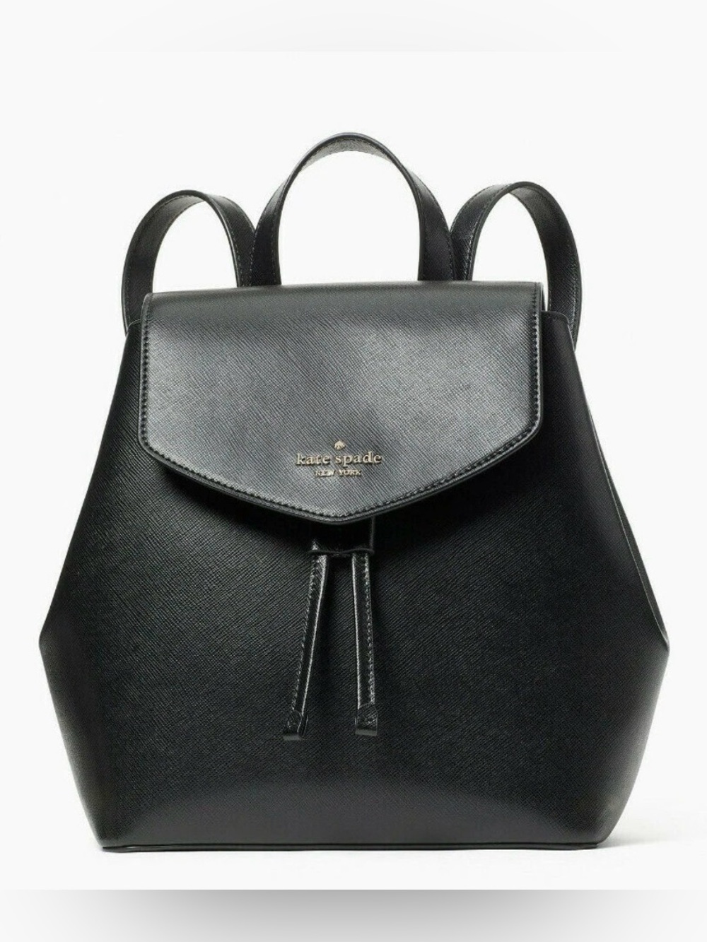 NEW Kate Spade Lizzie Medium Leather Flap Backpack BLACK/ 100% AUTHENTIC